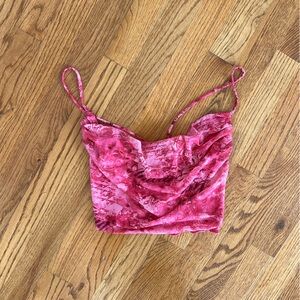 Pink “love” print crop top